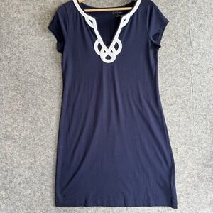 Lilly Pulitzer Brewster T-Shirt Dress Medium Navy Nautical Beachy Yacht Peru